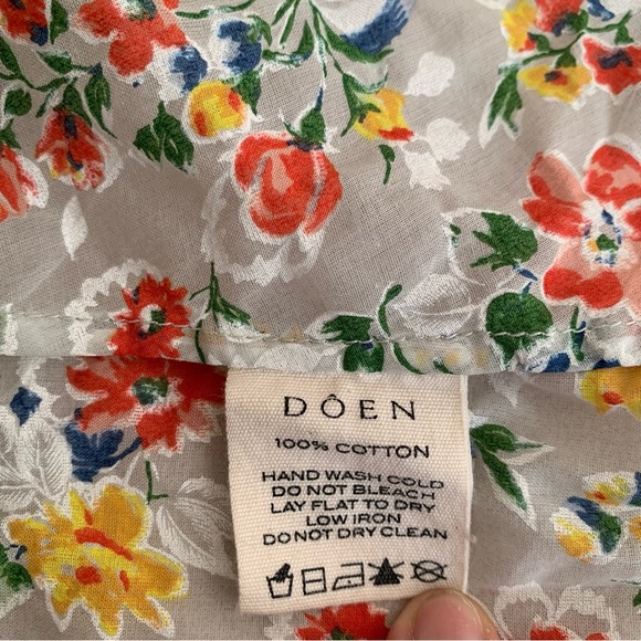 Doen Audette Cotton Ruffle Bow Ribbon Floral V Neck Maxi Dress Sunrise Blooms - Picture 15 of 16